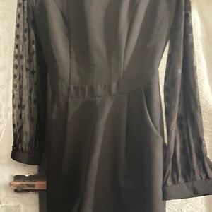 White House Black Market Black Dress with Sheer Sleeves